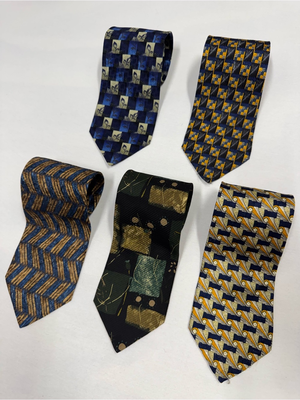 Lot of 5 Ermenegildo Zegna 100% Silk Neckties Italy Designer Luxury Pattterned